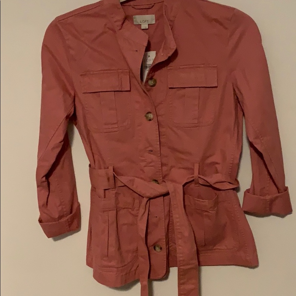 Pink twill military jacket